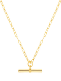 Orelia chunky t-bar necklace gold plated brass, imported from the UK