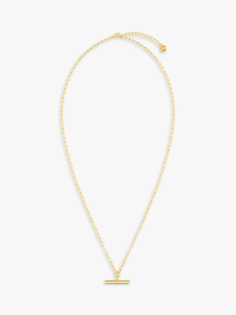 Orelia chunky t-bar necklace gold plated brass, imported from the UK