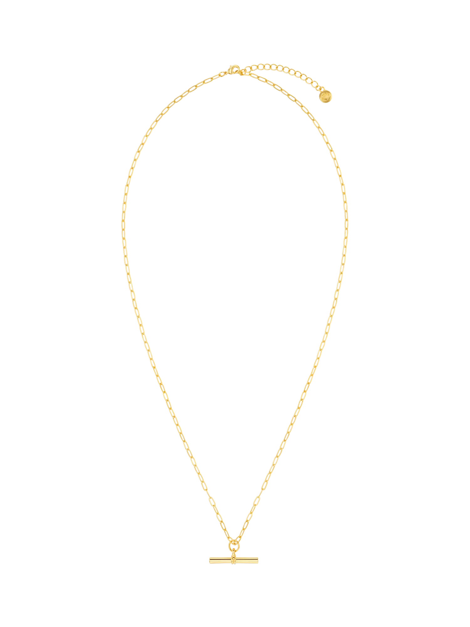 Orelia chunky t-bar necklace gold plated brass, imported from the UK