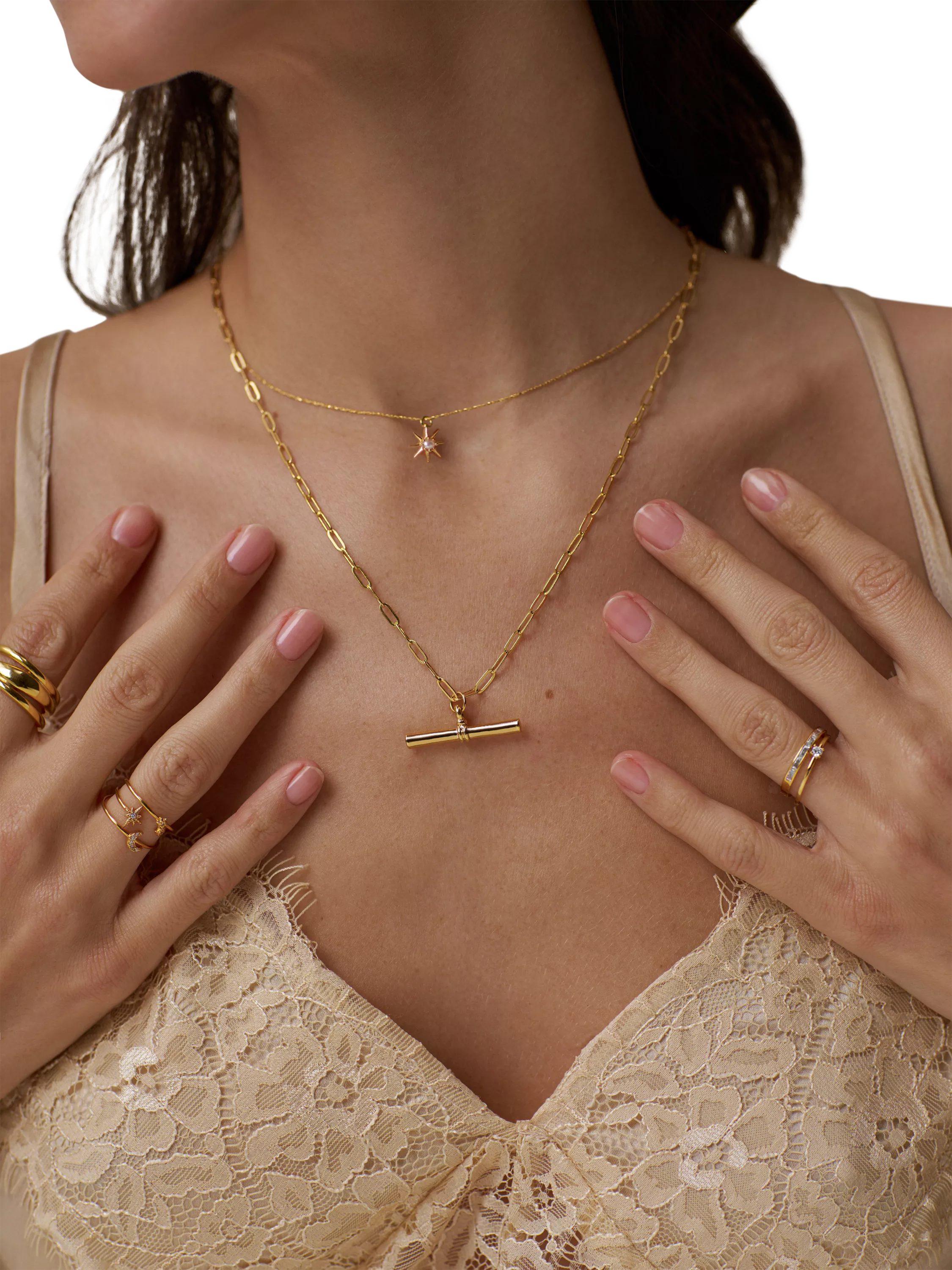 Orelia chunky t-bar necklace gold plated brass, imported from the UK