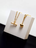 Orelia chunky t-bar necklace gold plated brass, imported from the UK