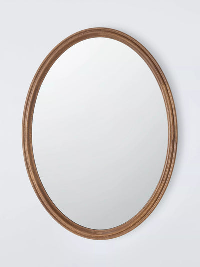 John Lewis John Lewis Farmhouse Oval Wood Frame Wall Mirror, Walnut, 75 x 55cm- Buy online at McGrocer