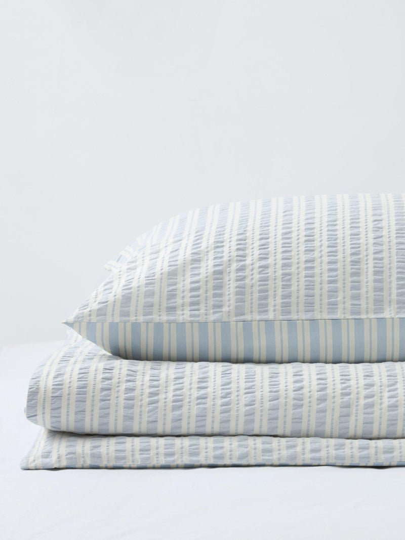 John Lewis kids seersucker stripe duvet set single blue - British product