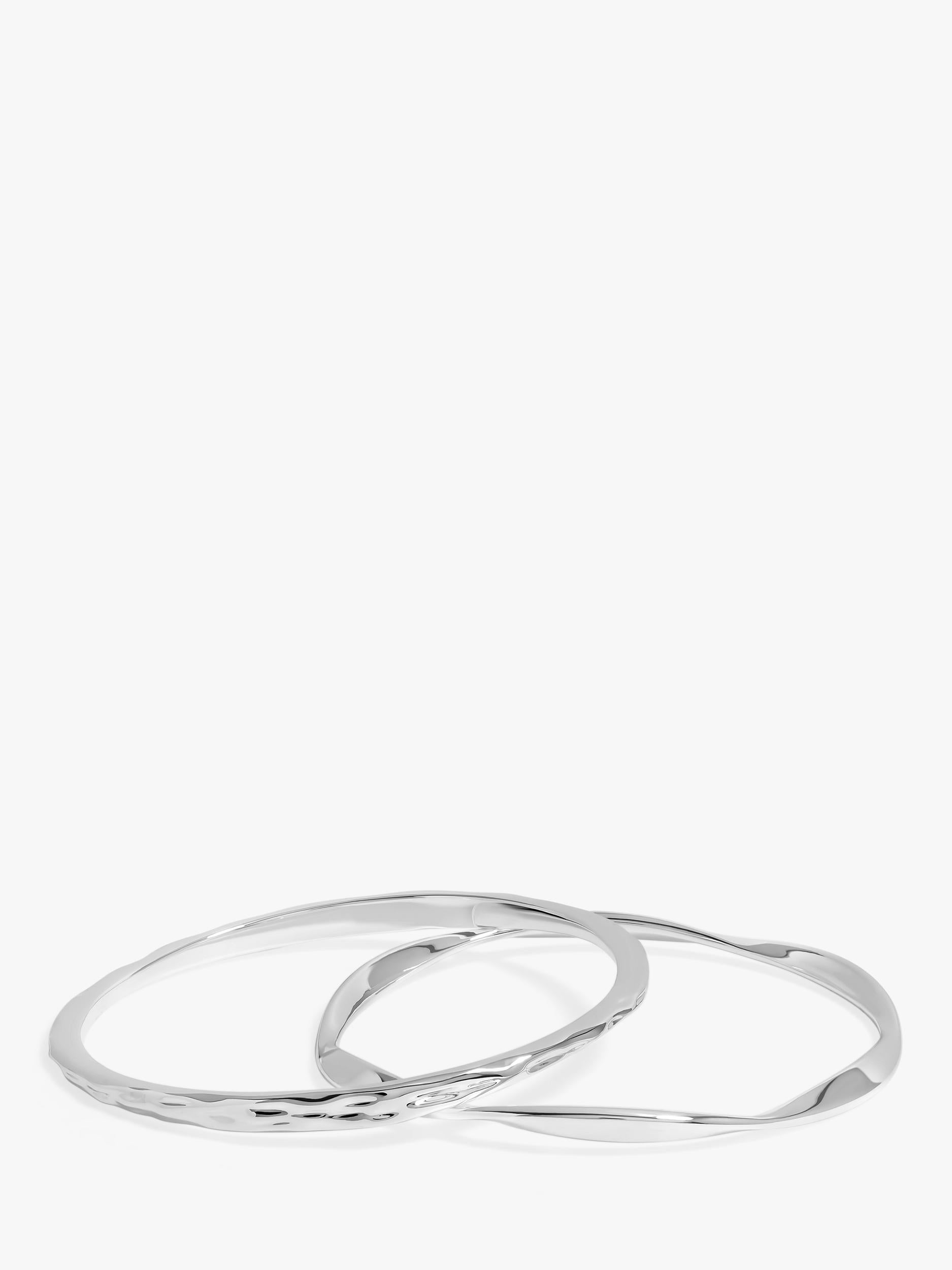 Polished Silver Bangles Set of 2
