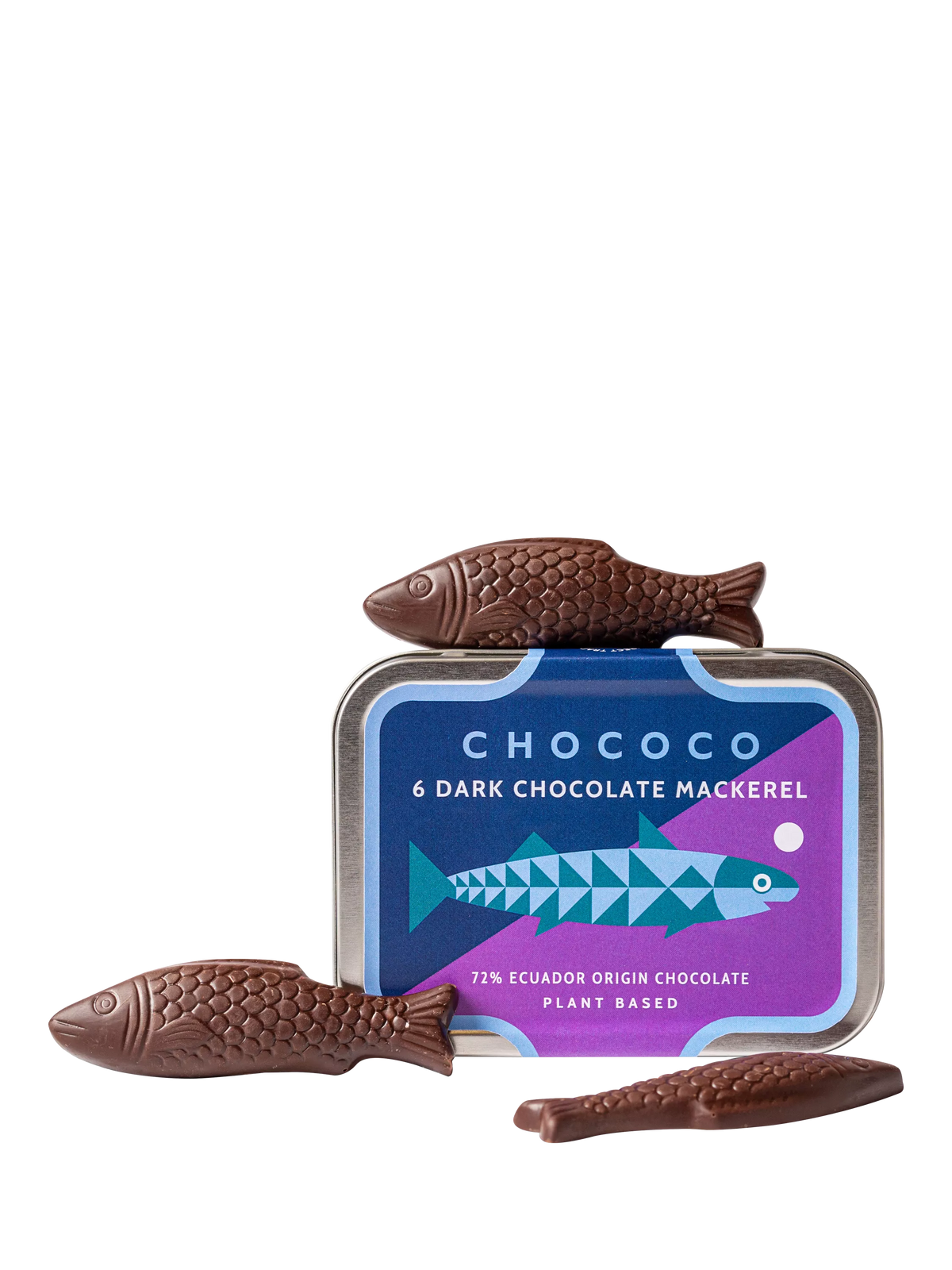 Chococo dark chocolate mackerel 65g reusable tin (British brand)