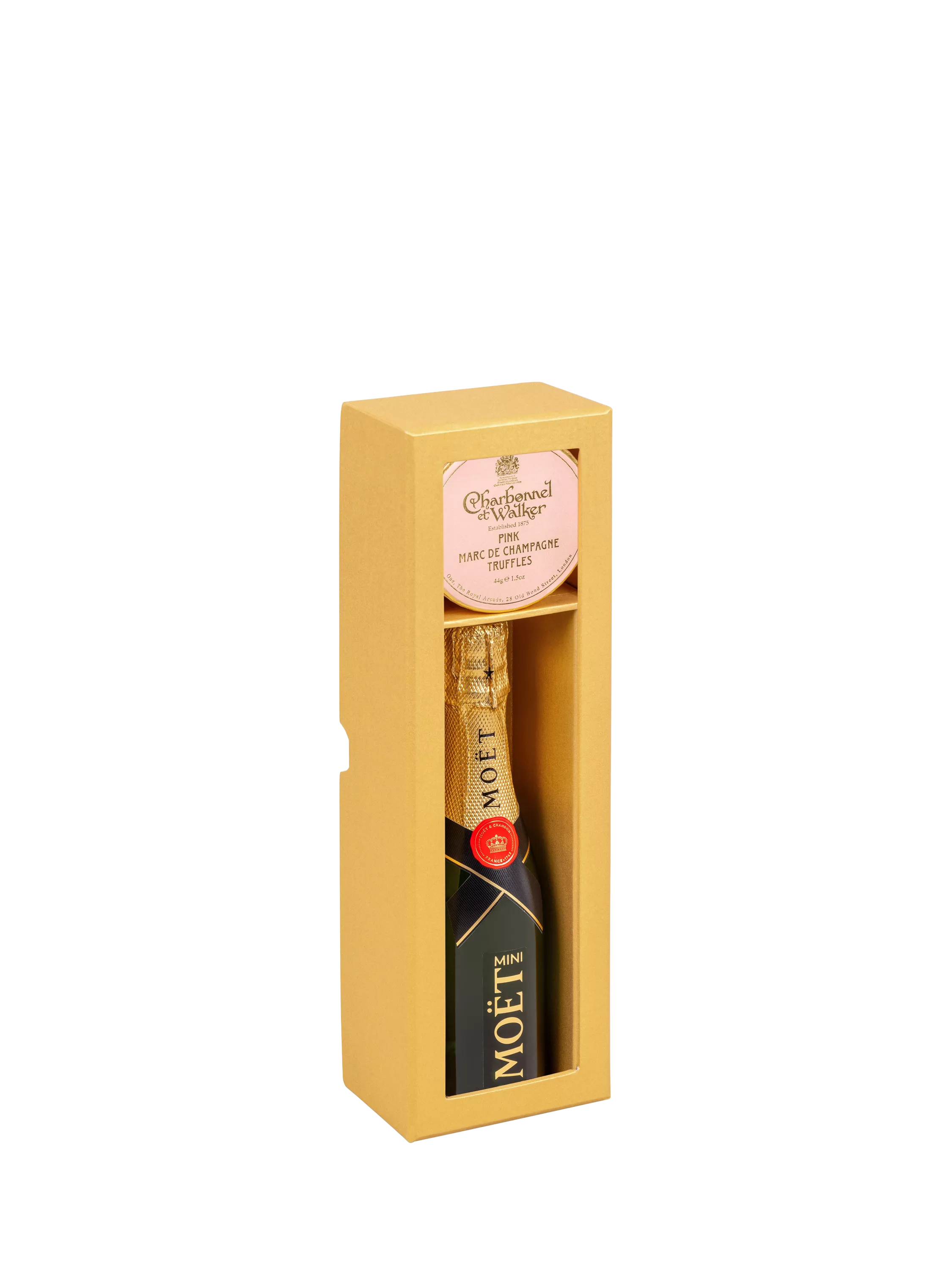 Moët & Chandon pink champagne truffles and mini Brut NV Champagne gift set (British brand)