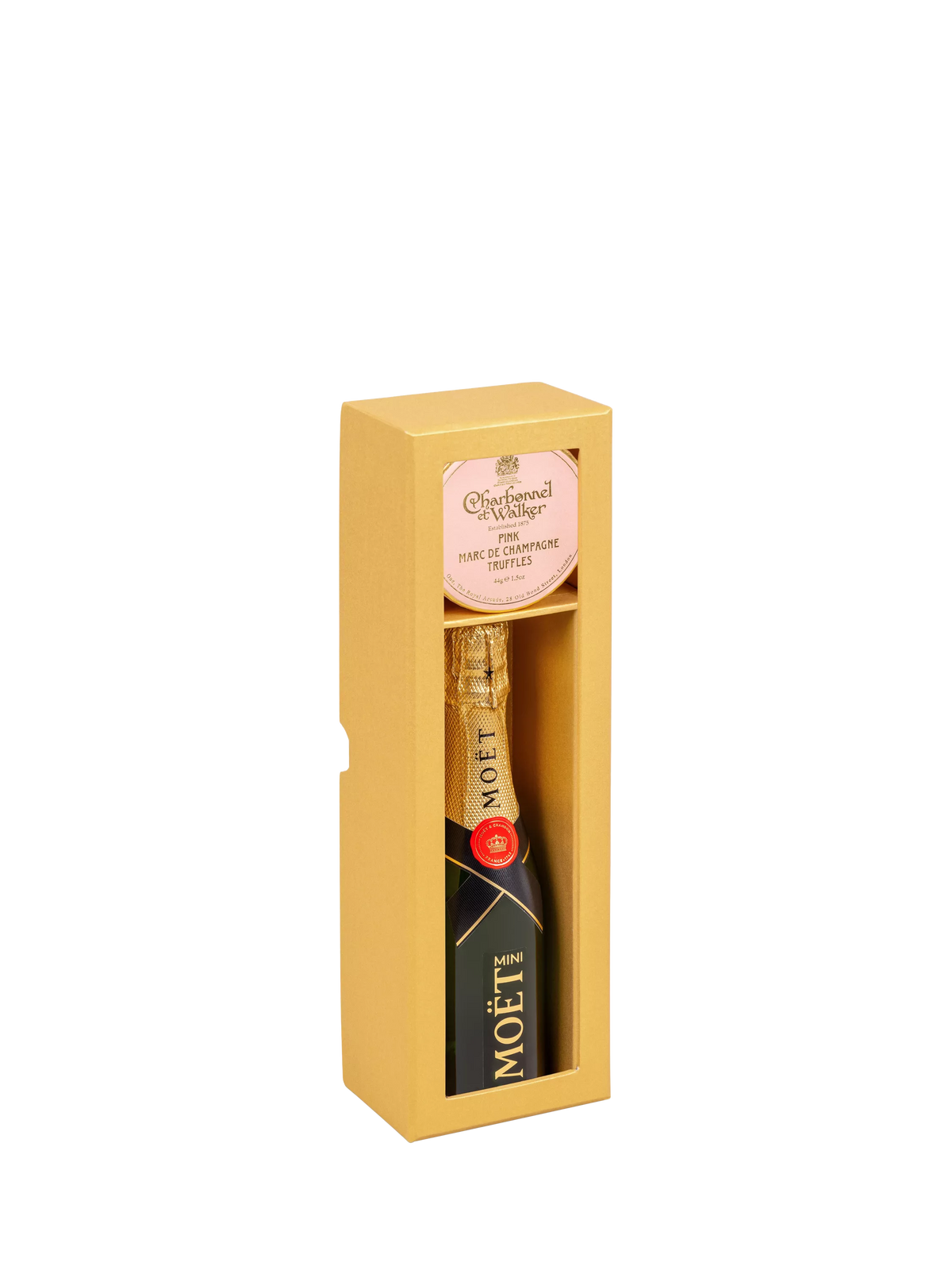 Moët & Chandon pink champagne truffles and mini Brut NV Champagne gift set (British brand)