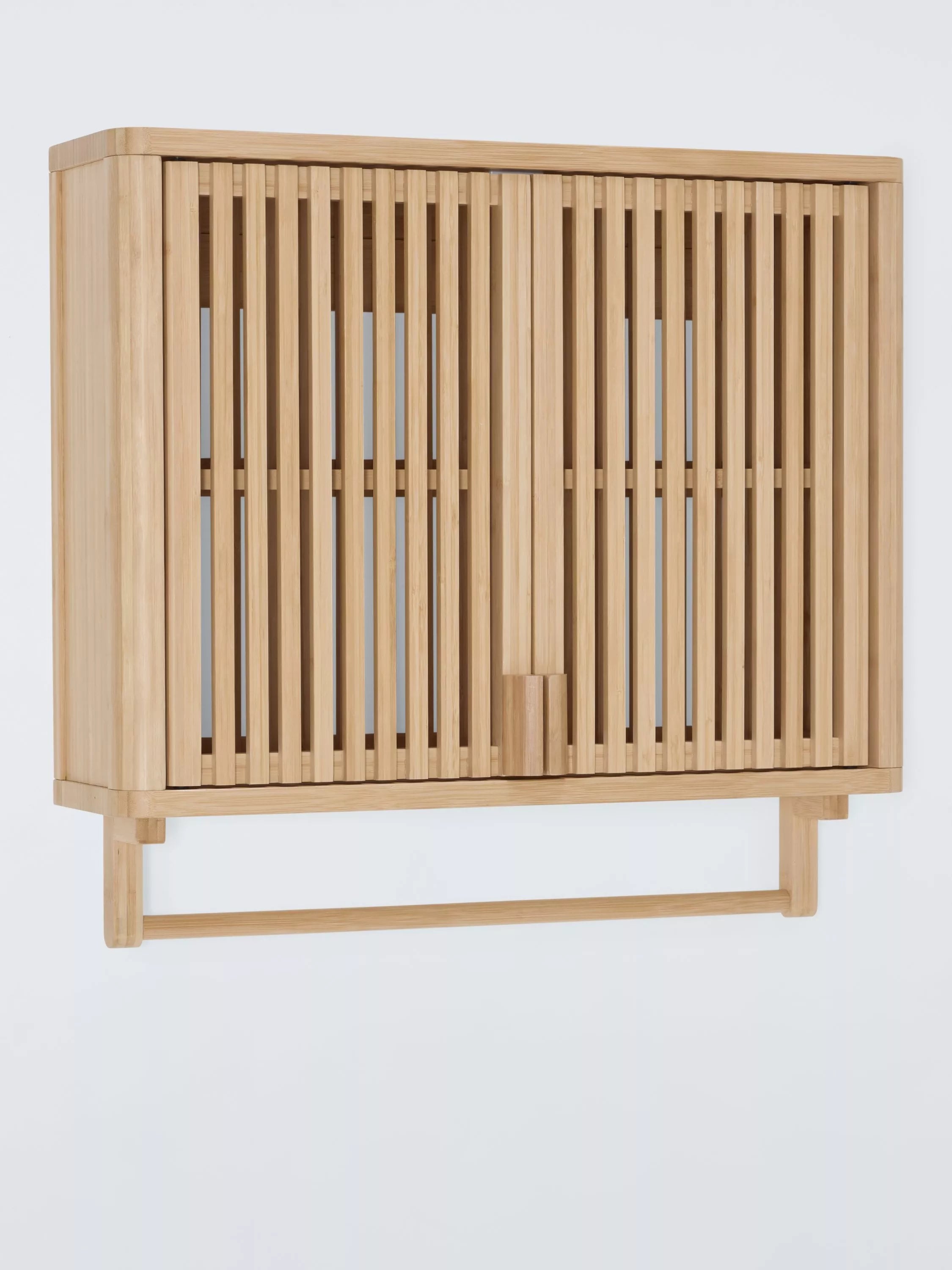 John Lewis slatted bamboo bathroom wall cabinet with rail (British brand)