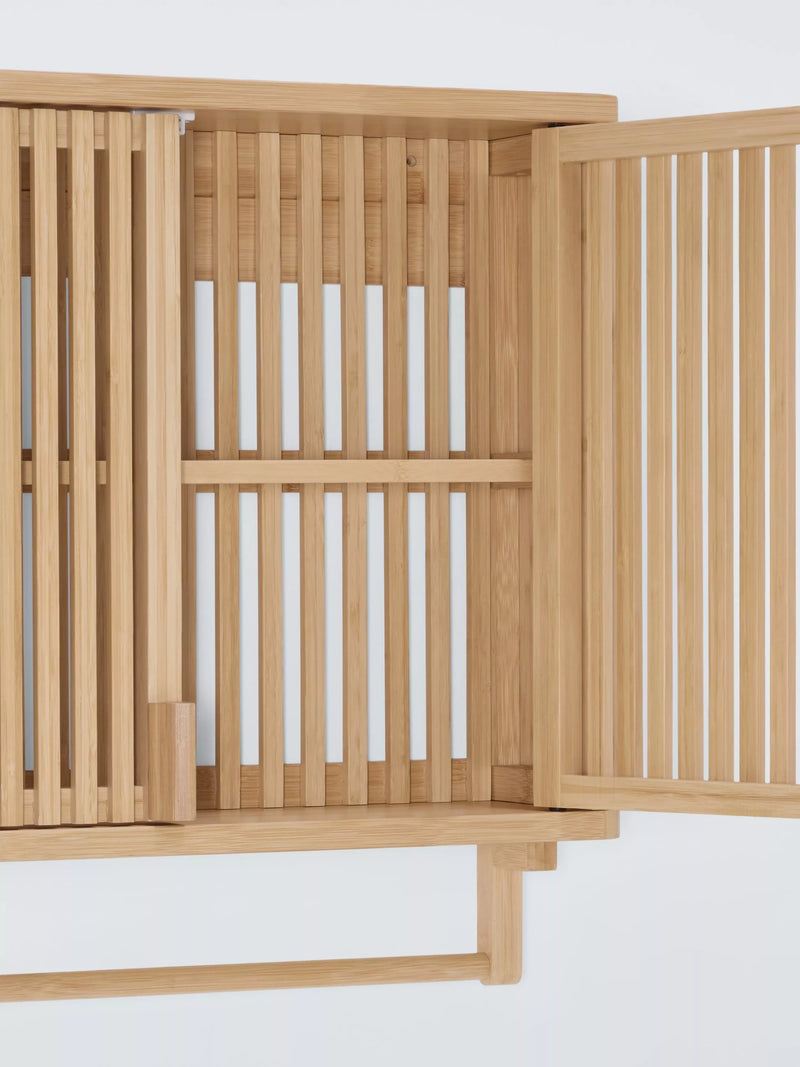 John Lewis slatted bamboo bathroom wall cabinet with rail (British brand)