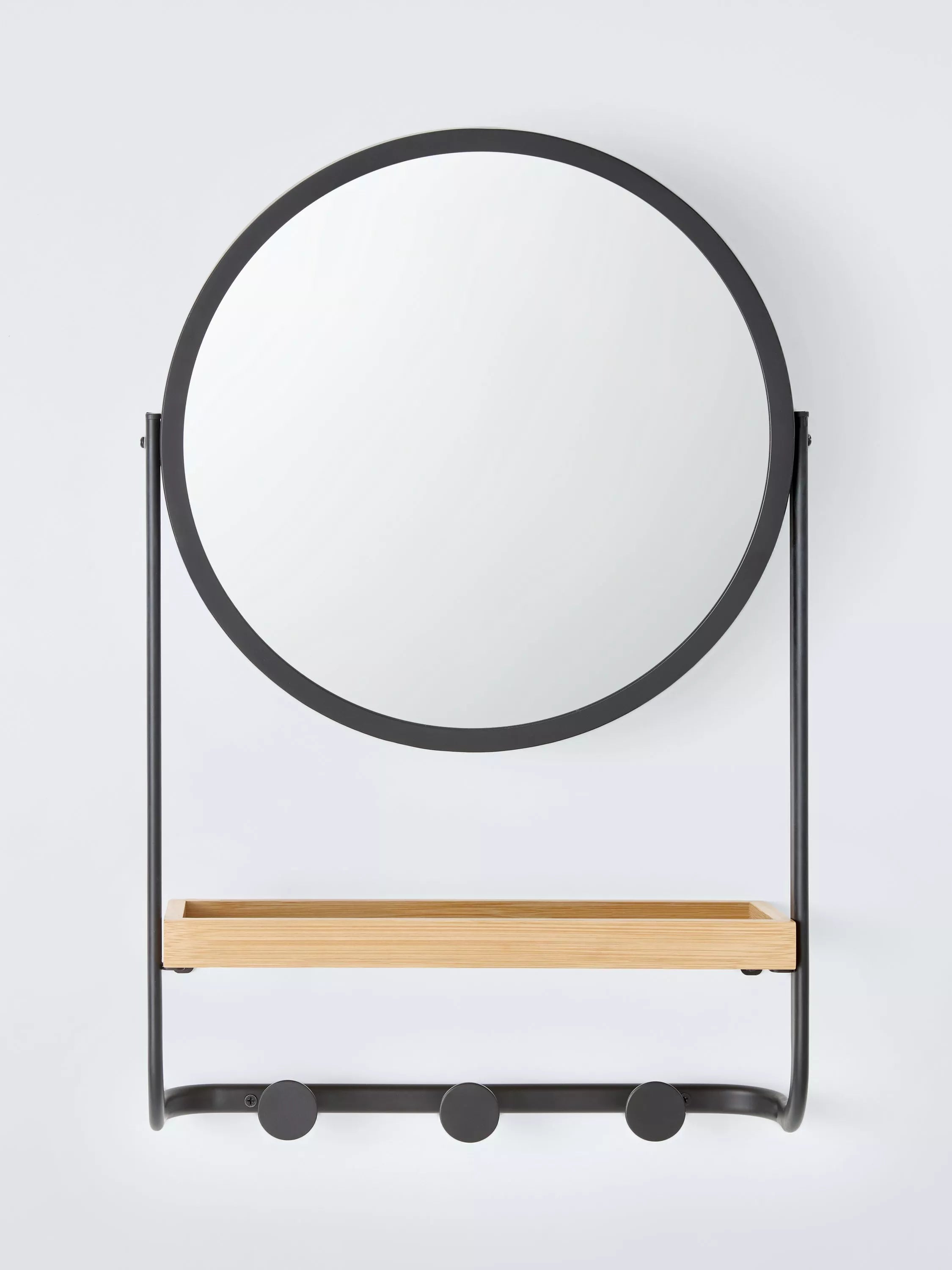 John Lewis bamboo mirror shelf unit black natural, imported from the UK