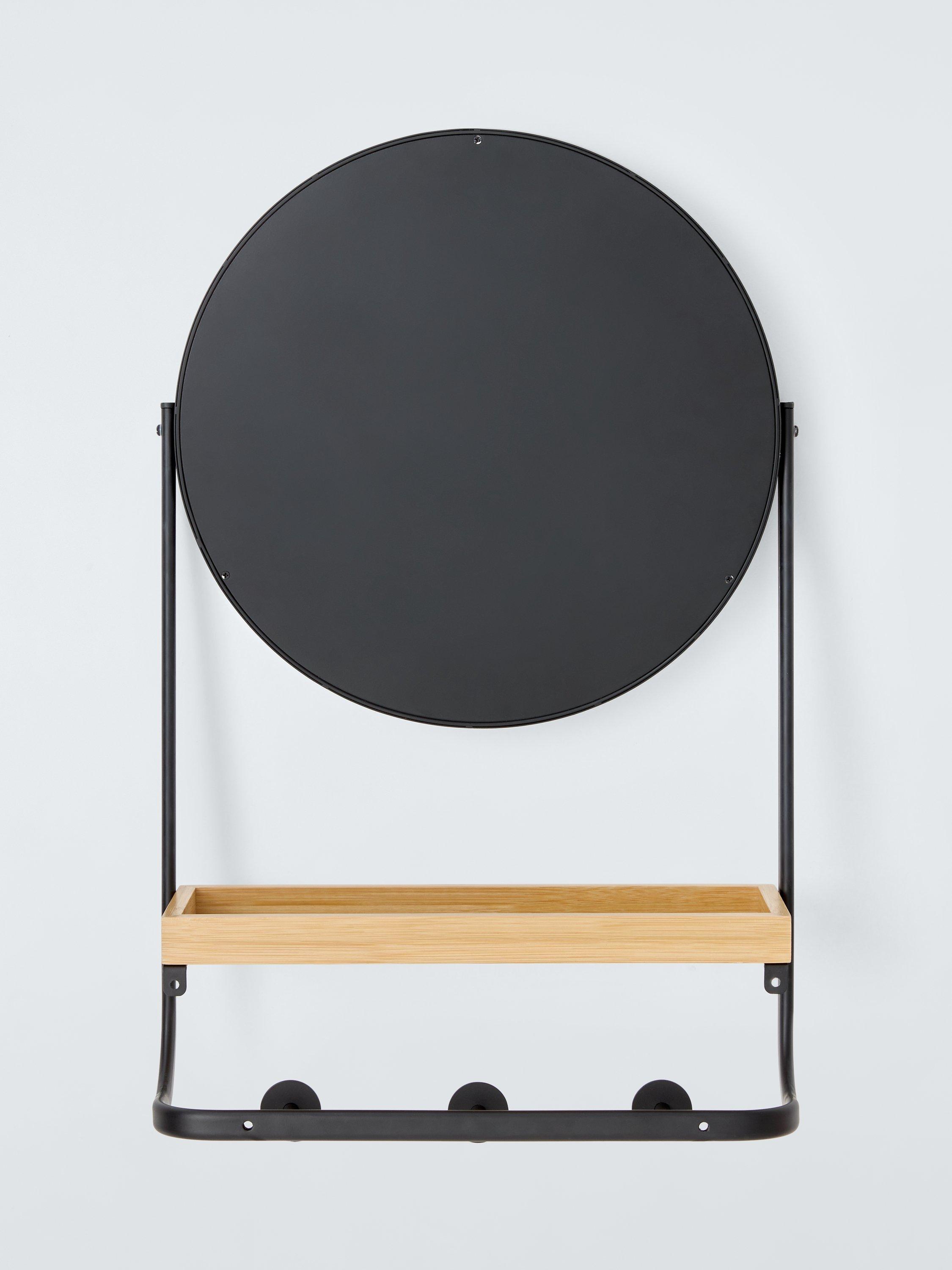 John Lewis bamboo mirror shelf unit black natural, imported from the UK