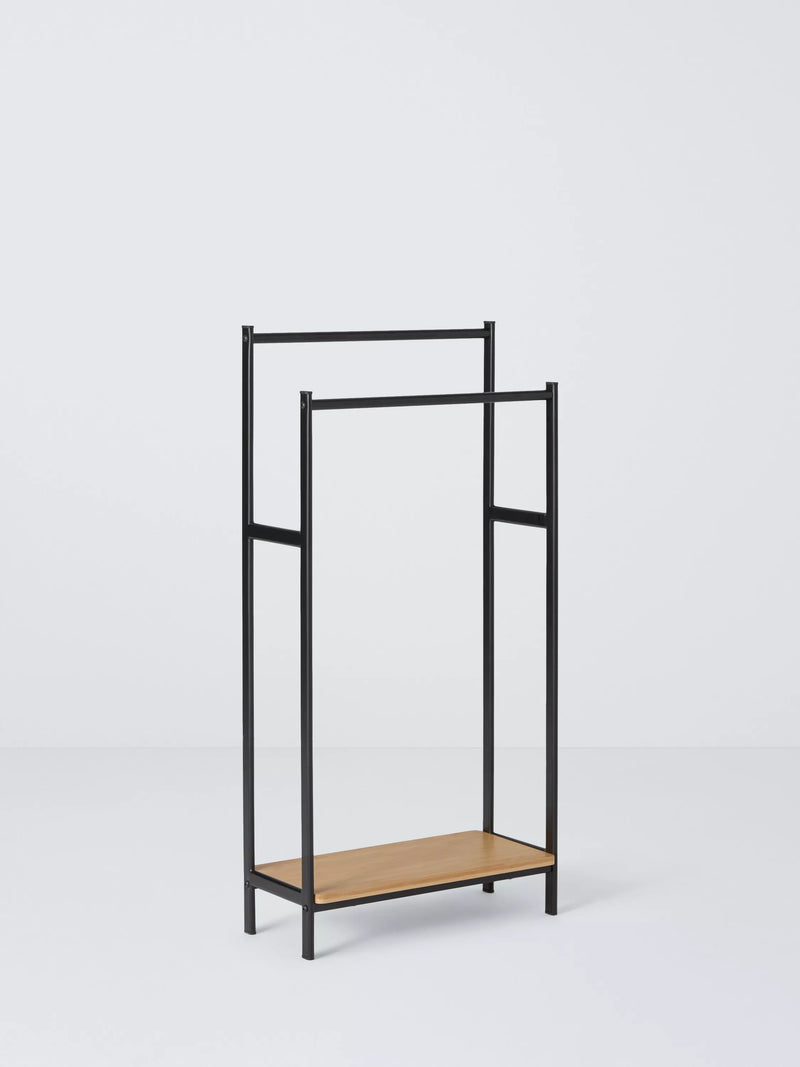 John Lewis bamboo and metal bathroom towel rail, black and natural finish (British brand)