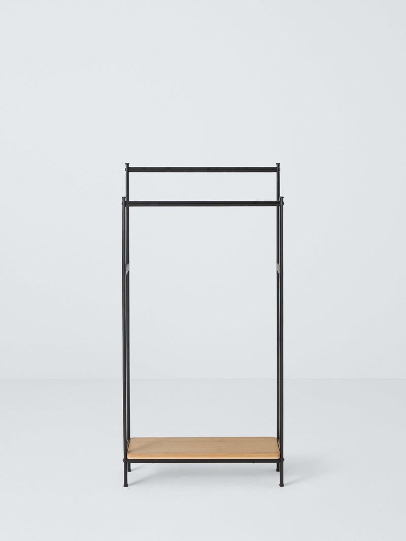 John Lewis bamboo and metal bathroom towel rail, black and natural finish (British brand)