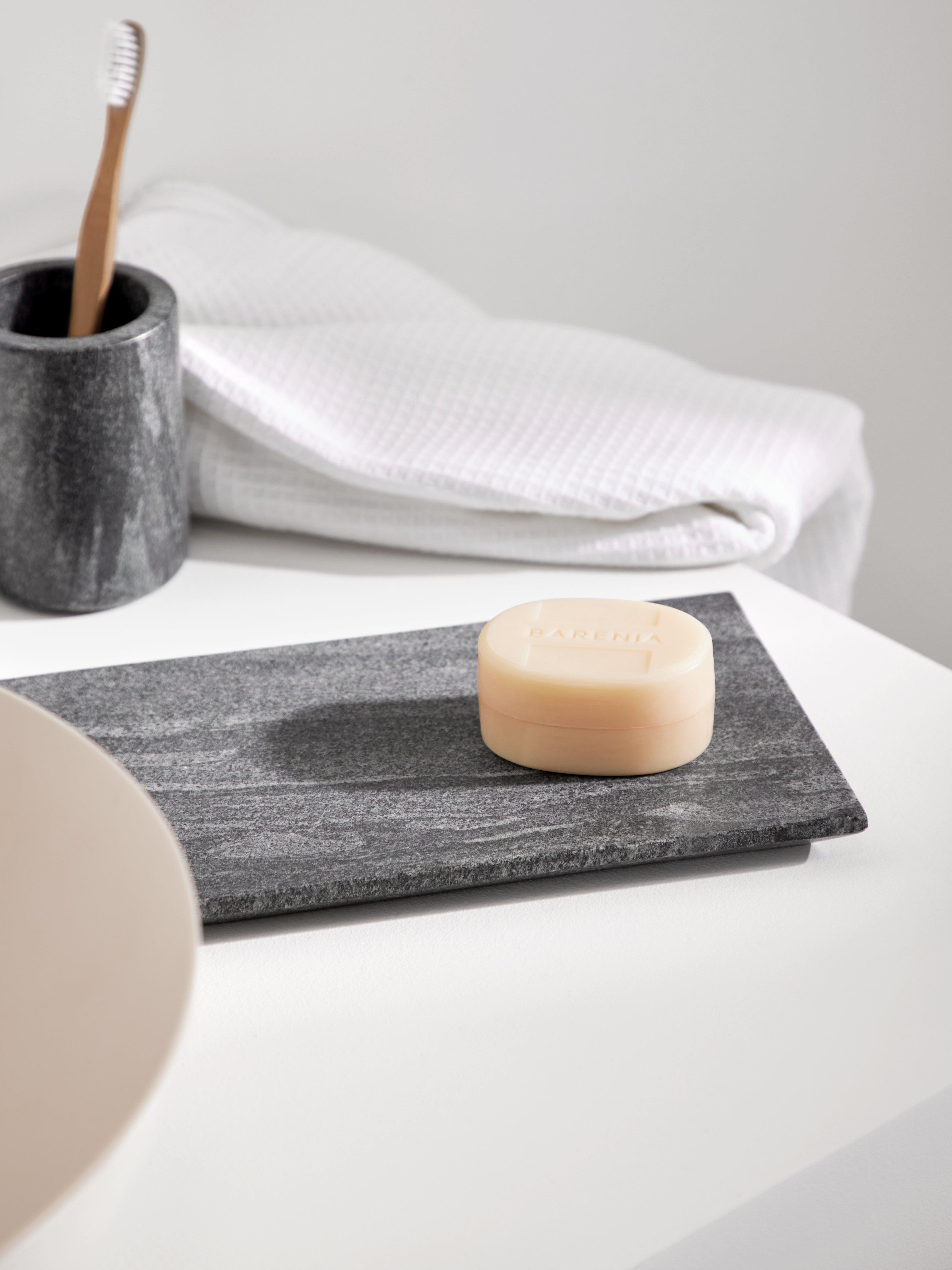 John Lewis midnight black marble bathroom tray, imported from the UK