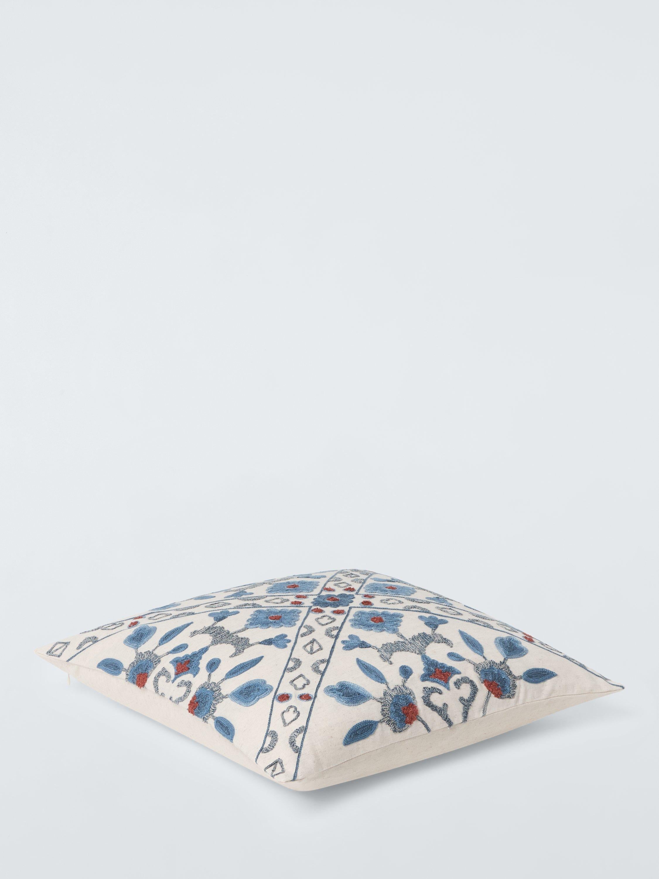 John Lewis Azura Embroidered Cushion Blue 50x50cm, imported from the UK