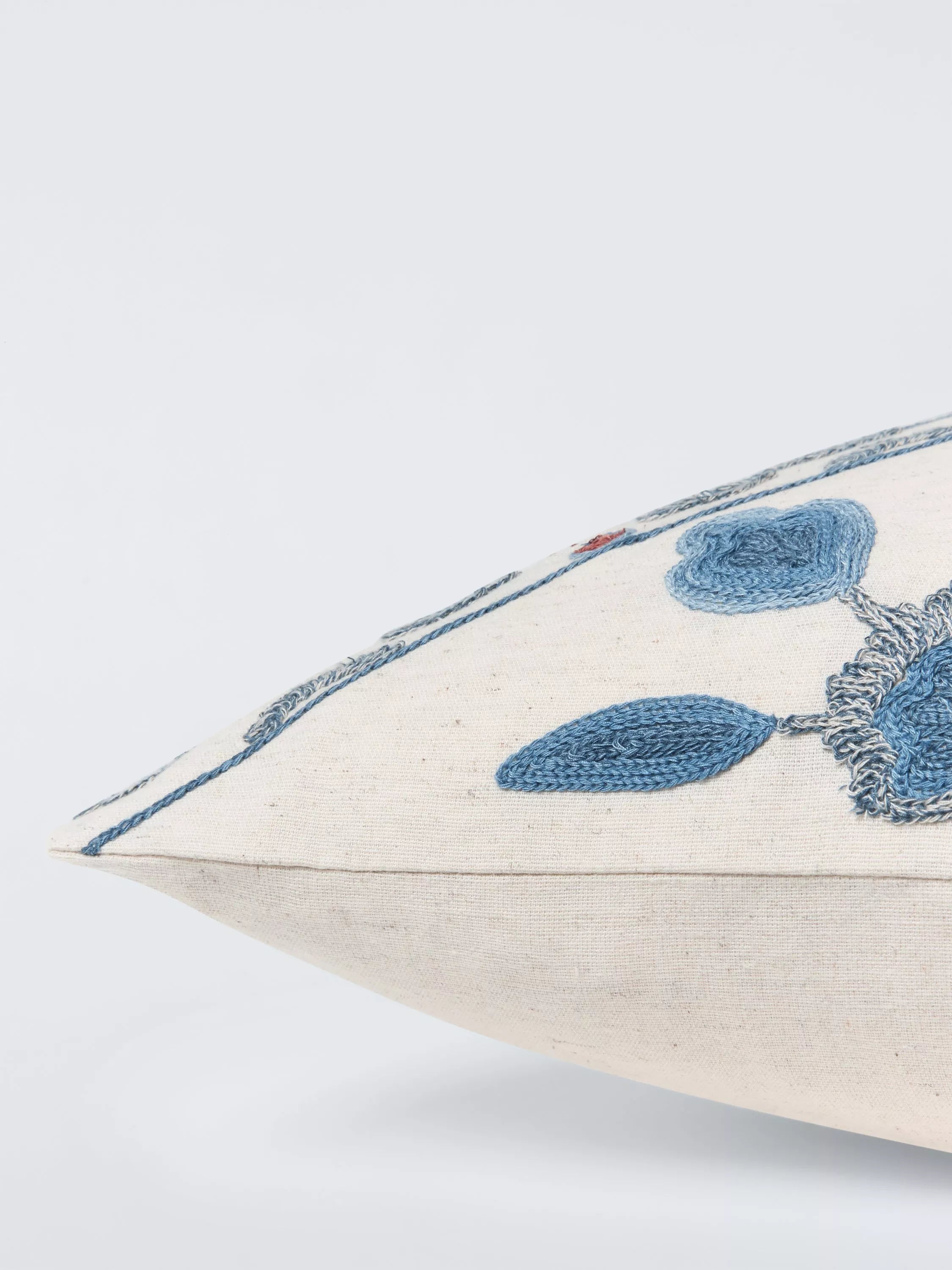 John Lewis Azura Embroidered Cushion Blue 50x50cm, imported from the UK