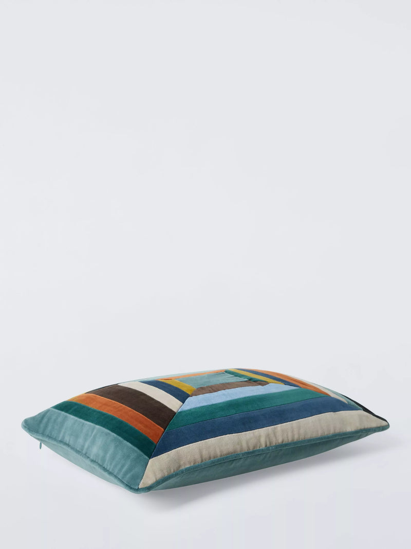 John Lewis cushion patchwork velvet multi 35x55cm, UK version