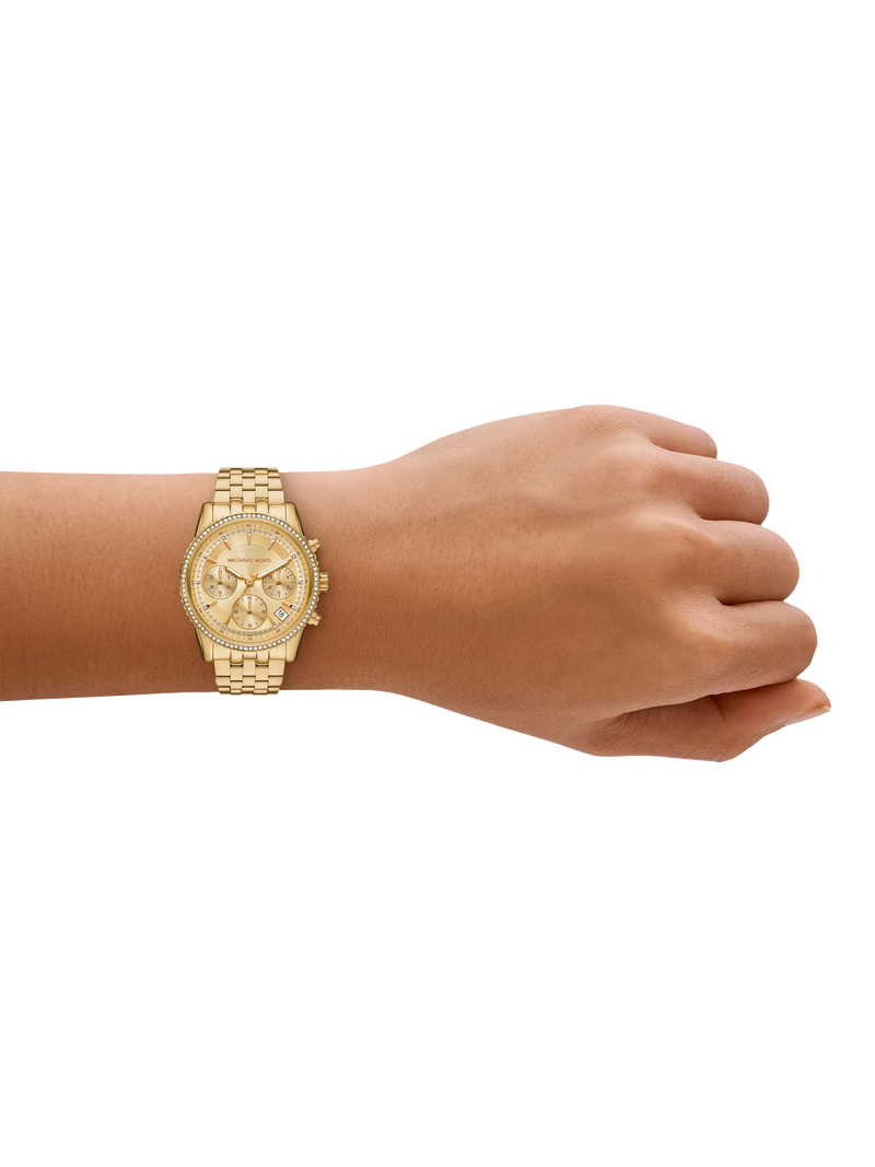 Michael Kors Mini Bryant Chronograph gold stainless steel watch - British product