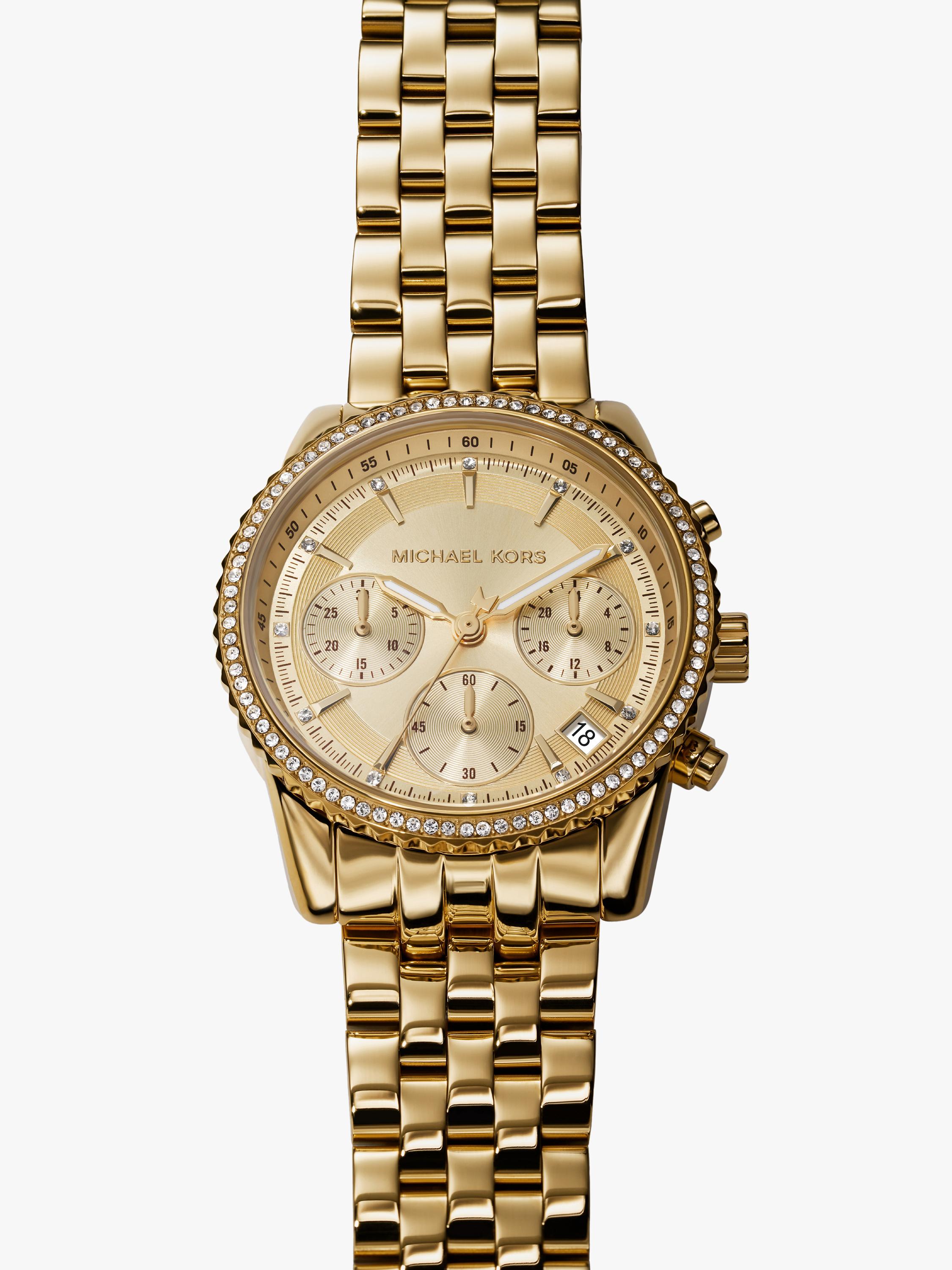 Michael Kors Mini Bryant Chronograph gold stainless steel watch - British product
