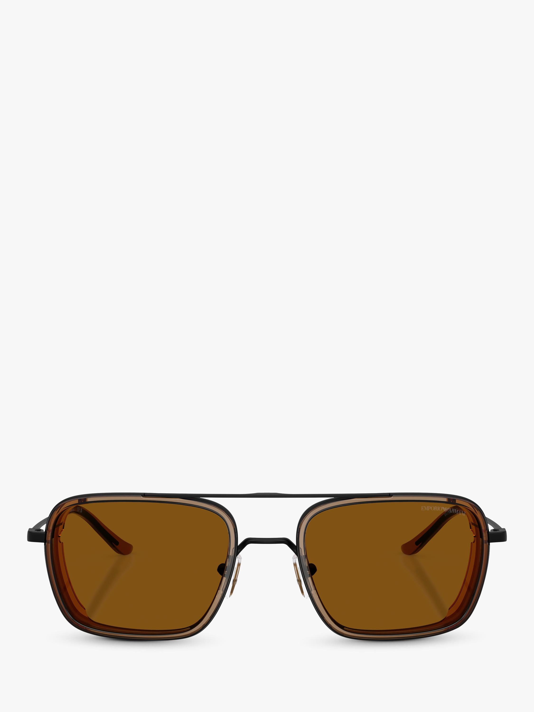 Emporio Armani square sunglasses black frame brown lens - British product