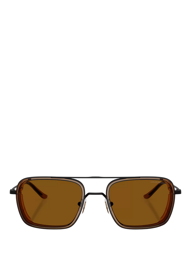 Emporio Armani square sunglasses black frame brown lens - British product