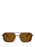 Emporio Armani square sunglasses black frame brown lens - British product