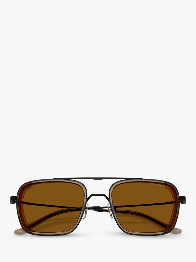 Emporio Armani square sunglasses black frame brown lens - British product