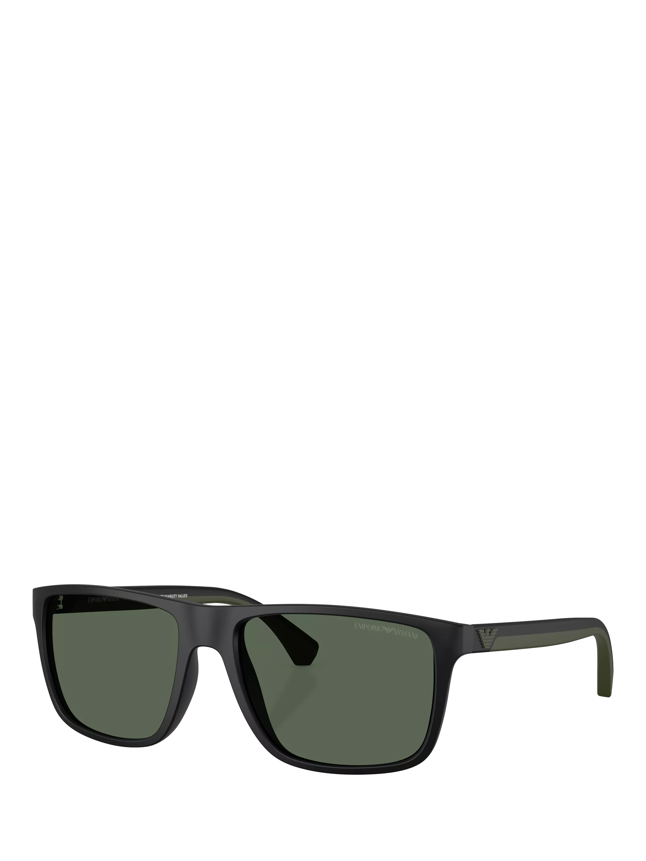 Emporio Armani square sunglasses black frame green tinted lenses, imported from the UK