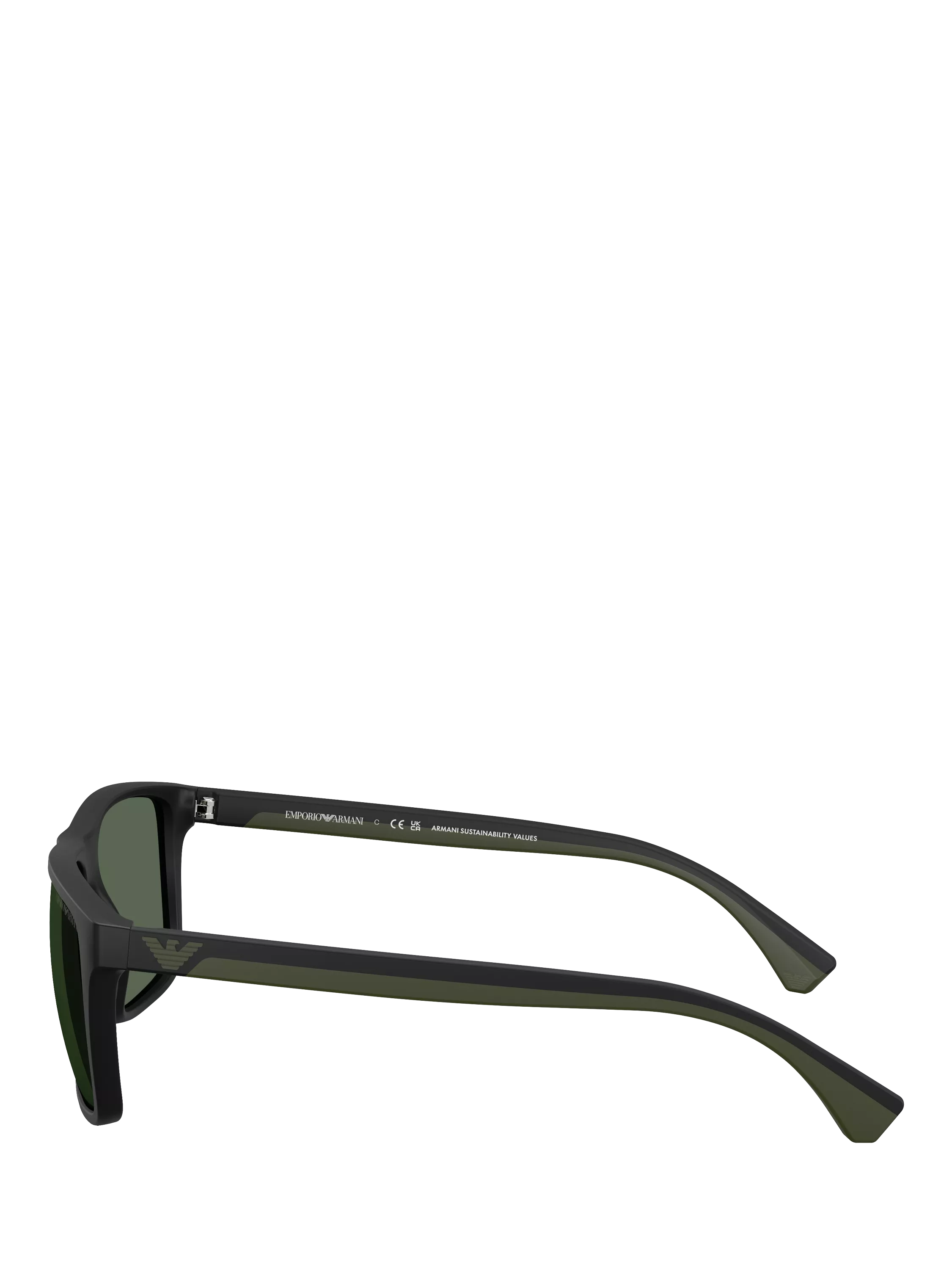 Emporio Armani square sunglasses black frame green tinted lenses, imported from the UK