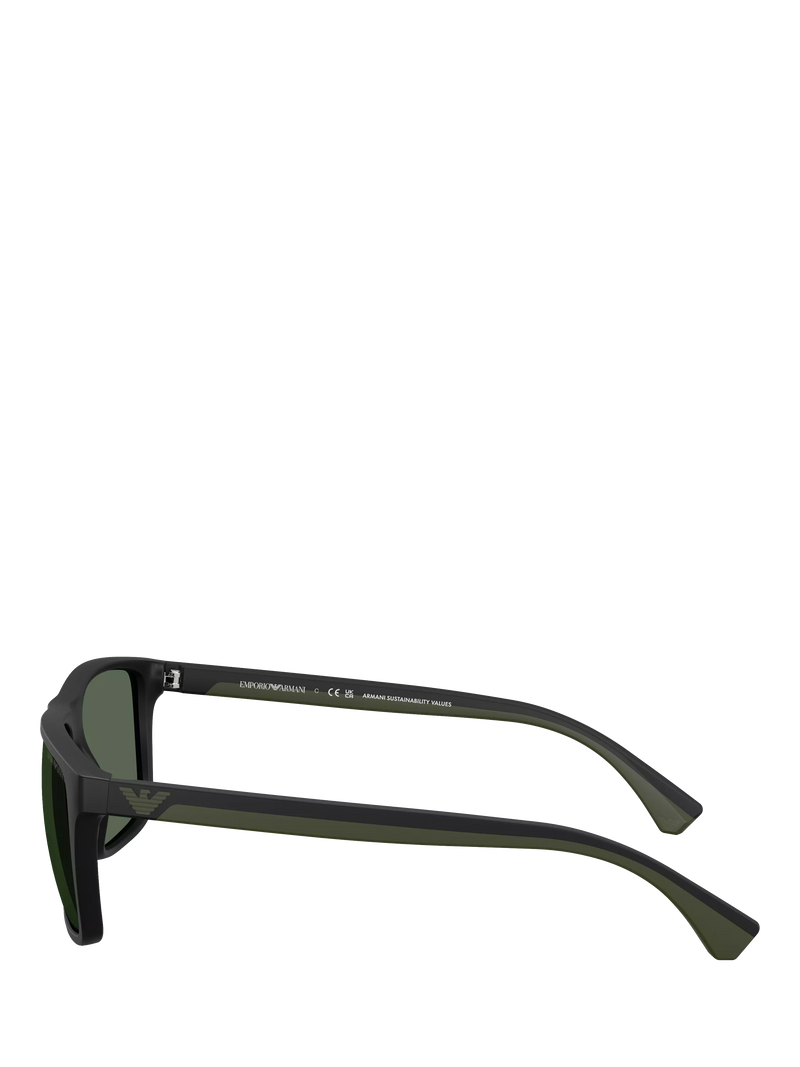 Emporio Armani square sunglasses black frame green tinted lenses, imported from the UK