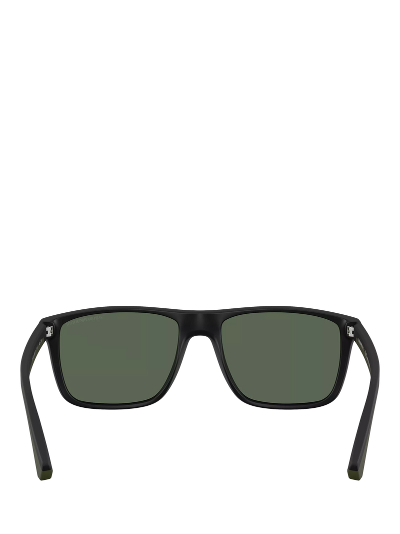 Emporio Armani square sunglasses black frame green tinted lenses, imported from the UK
