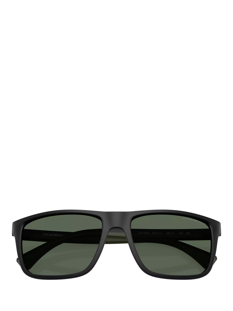 Emporio Armani square sunglasses black frame green tinted lenses, imported from the UK