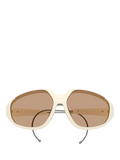 Moncler irregular sunglasses white brown frame, imported from the UK