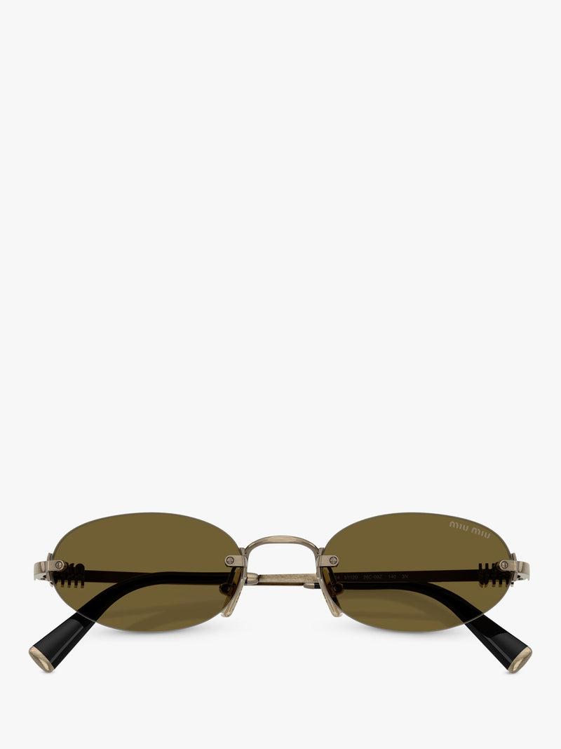 Miu Miu oval sunglasses gold brown metal - British product