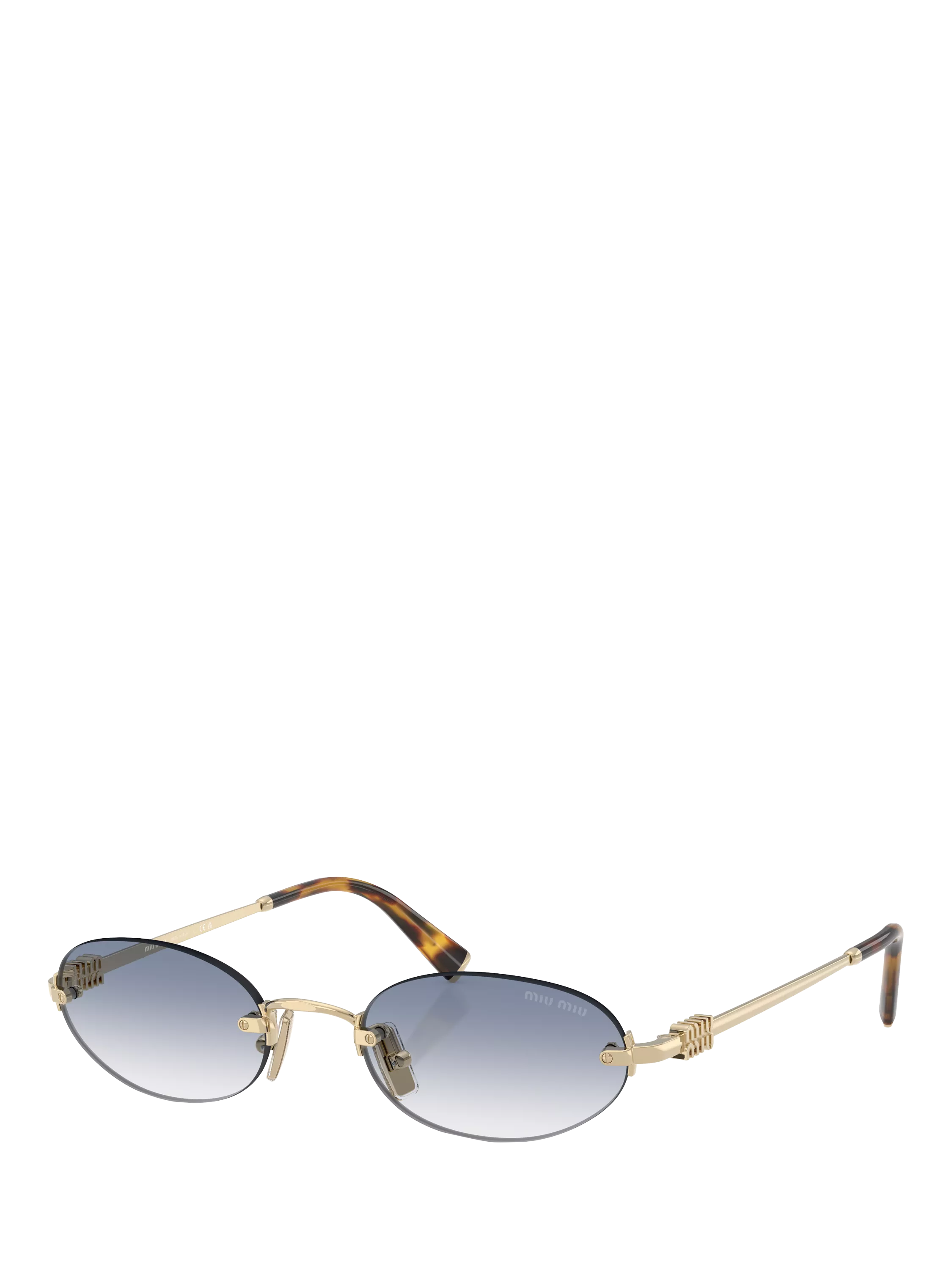 Miu Miu women's oval sunglasses Gold Blue 58mm, imported from the UK
