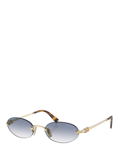 John Lewis Miu Miu MU A54S Women's Oval Sunglasses Gold/Blue- Buy online at McGrocer
