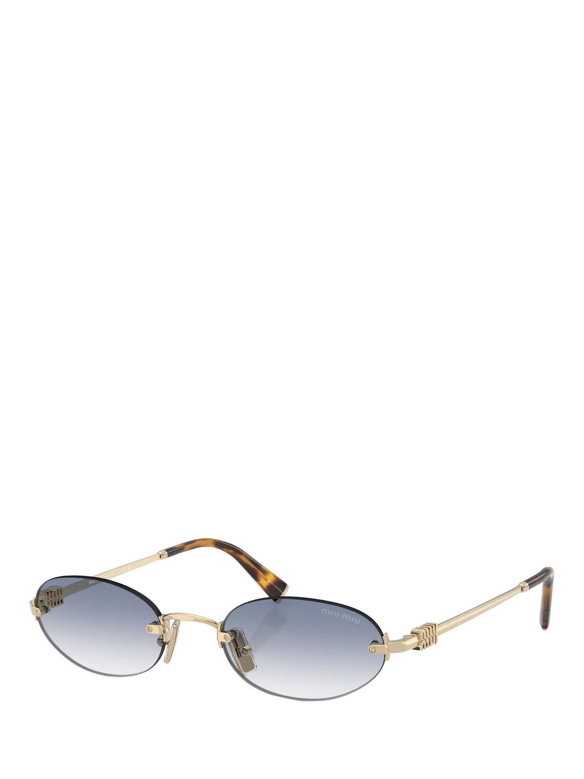 Miu Miu women's oval sunglasses Gold Blue 58mm, imported from the UK