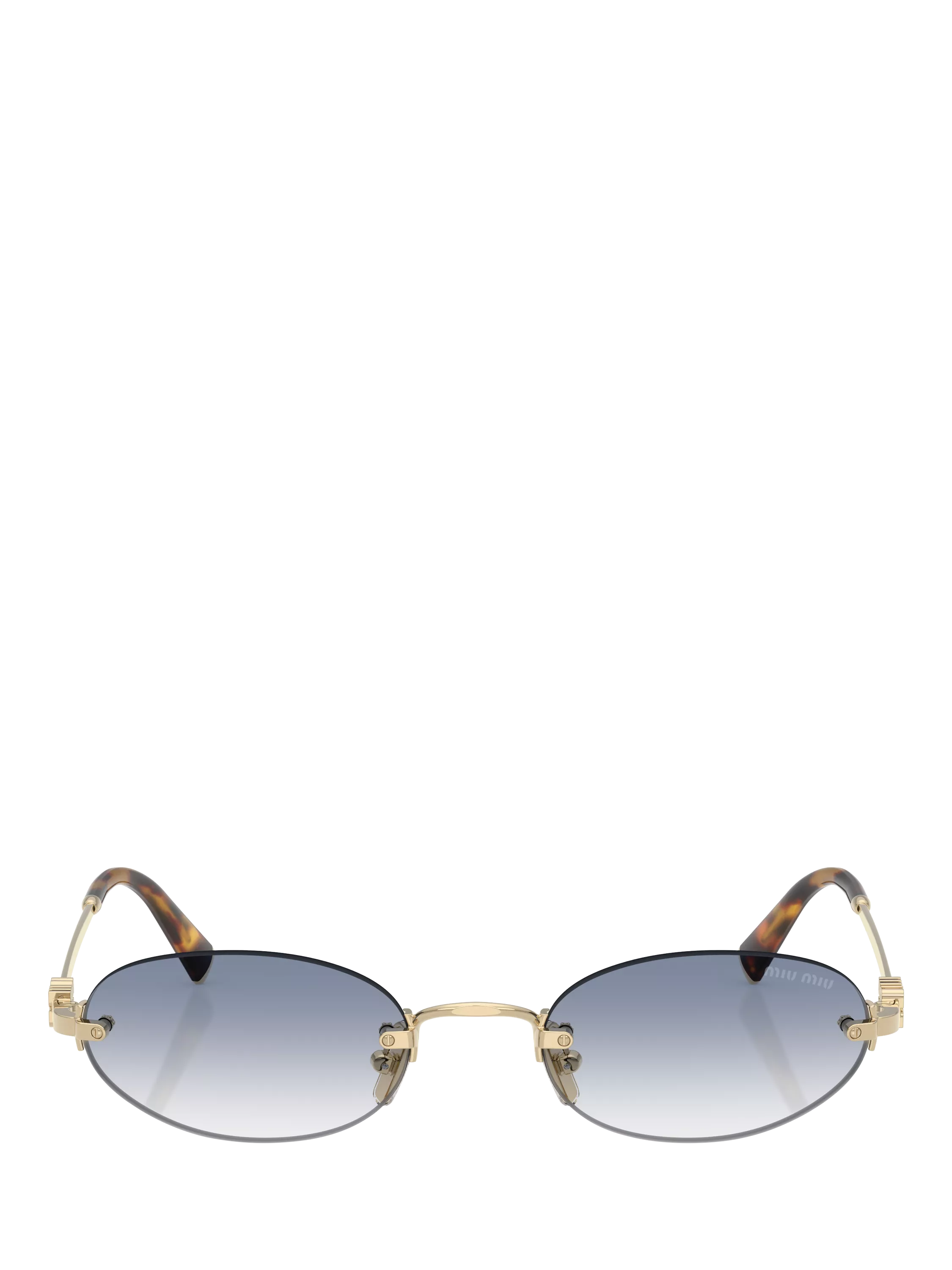 Miu Miu women's oval sunglasses Gold Blue 58mm, imported from the UK