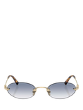 Miu Miu women's oval sunglasses Gold Blue 58mm, imported from the UK