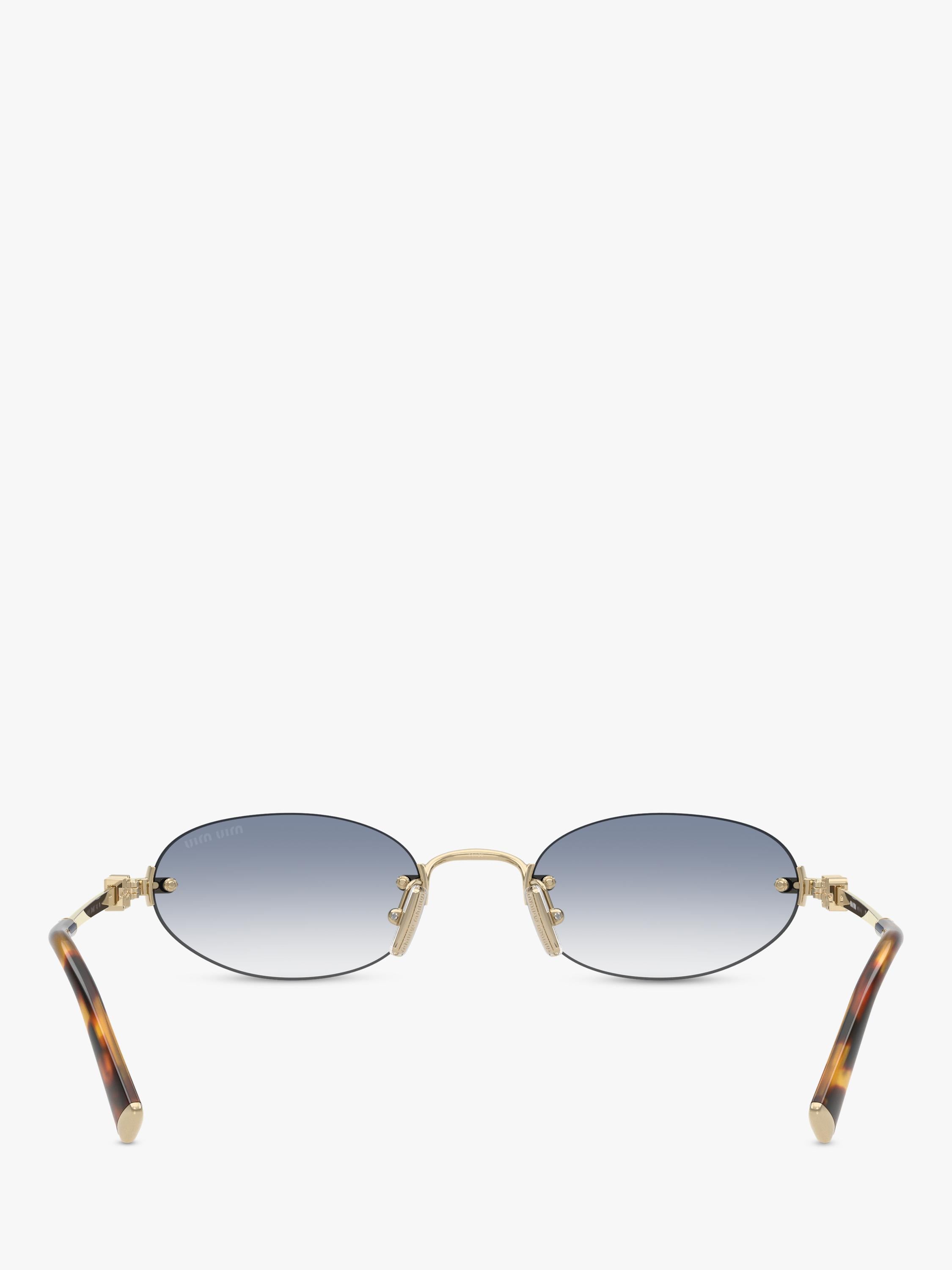 Miu Miu women's oval sunglasses Gold Blue 58mm, imported from the UK