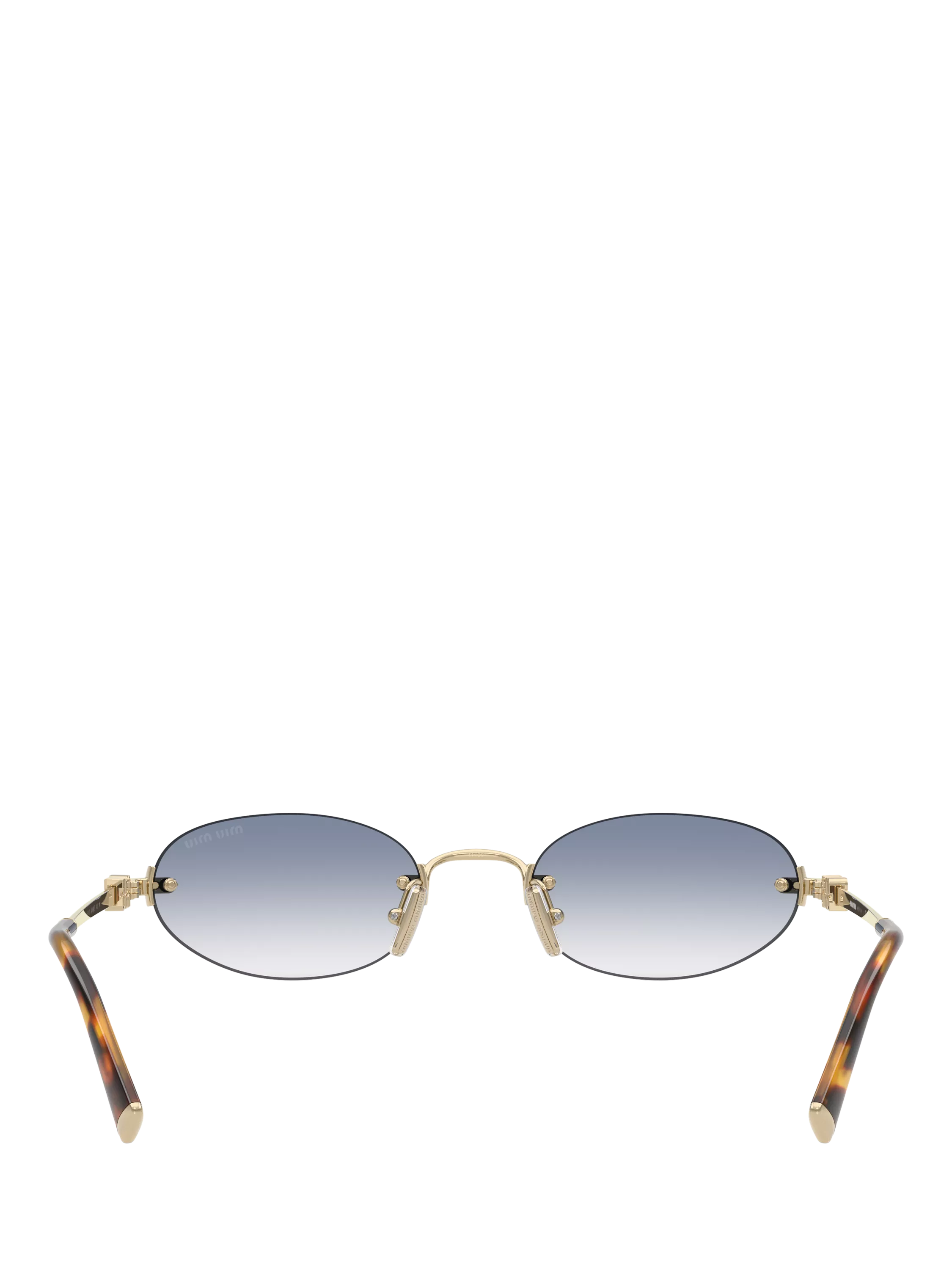 Miu Miu women's oval sunglasses Gold Blue 58mm, imported from the UK