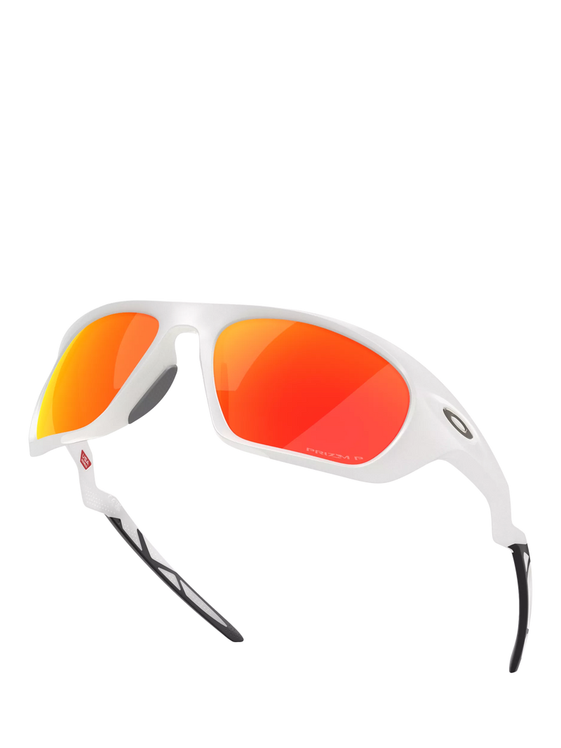 Oakley OO9431 men's polarised rectangular sunglasses grey orange, imported from the UK