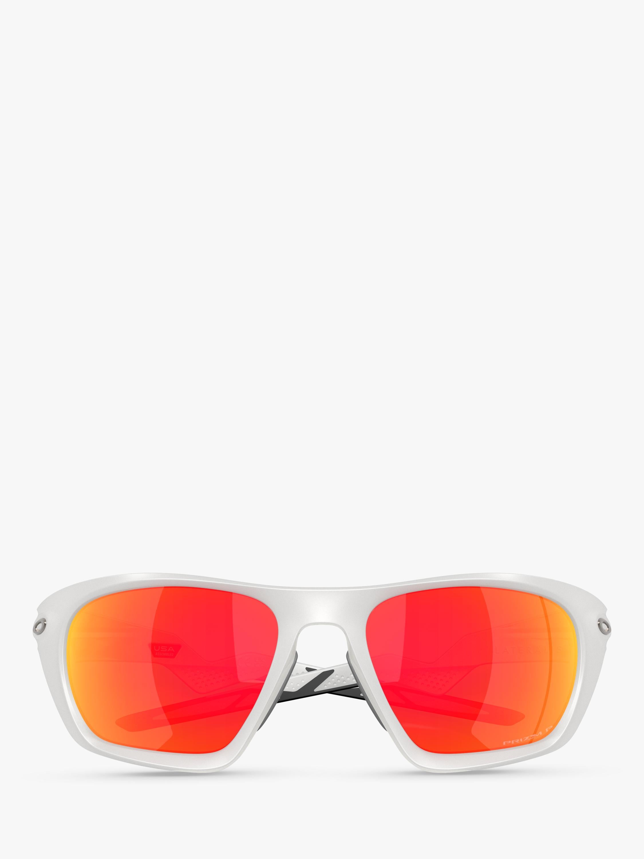 Oakley OO9431 men's polarised rectangular sunglasses grey orange, imported from the UK