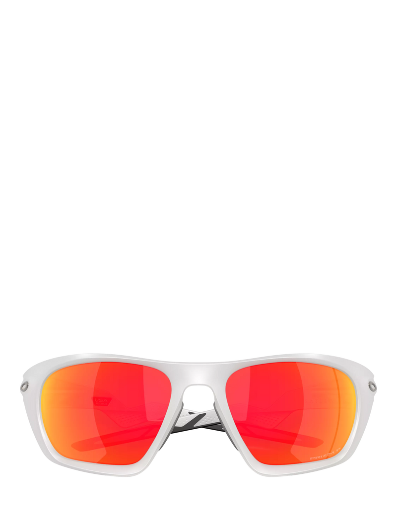 Oakley OO9431 men's polarised rectangular sunglasses grey orange, imported from the UK