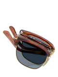 Persol square sunglasses Havana/Blue, imported from the UK