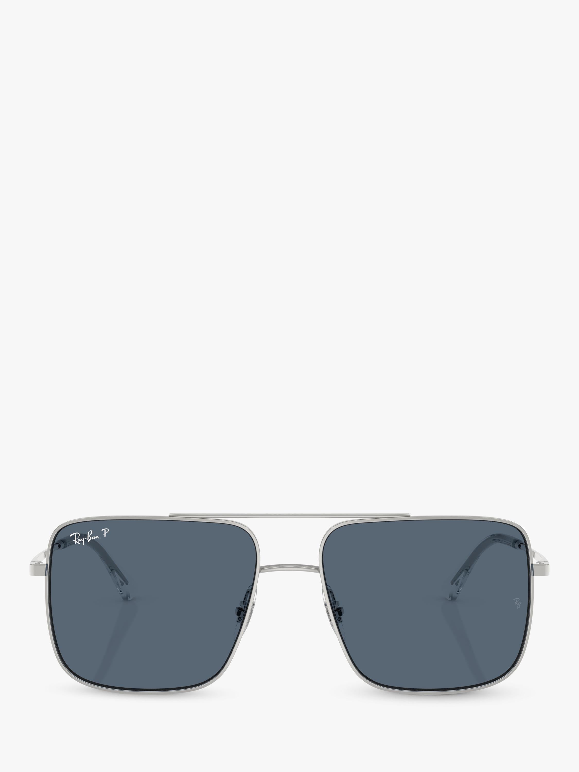 Ray-Ban RB3758 square sunglasses silver grey metal frame, imported from the UK