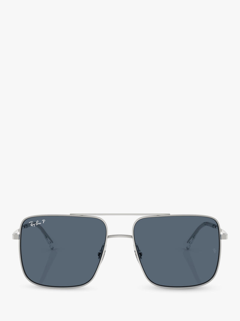 Ray-Ban RB3758 square sunglasses silver grey metal frame, imported from the UK