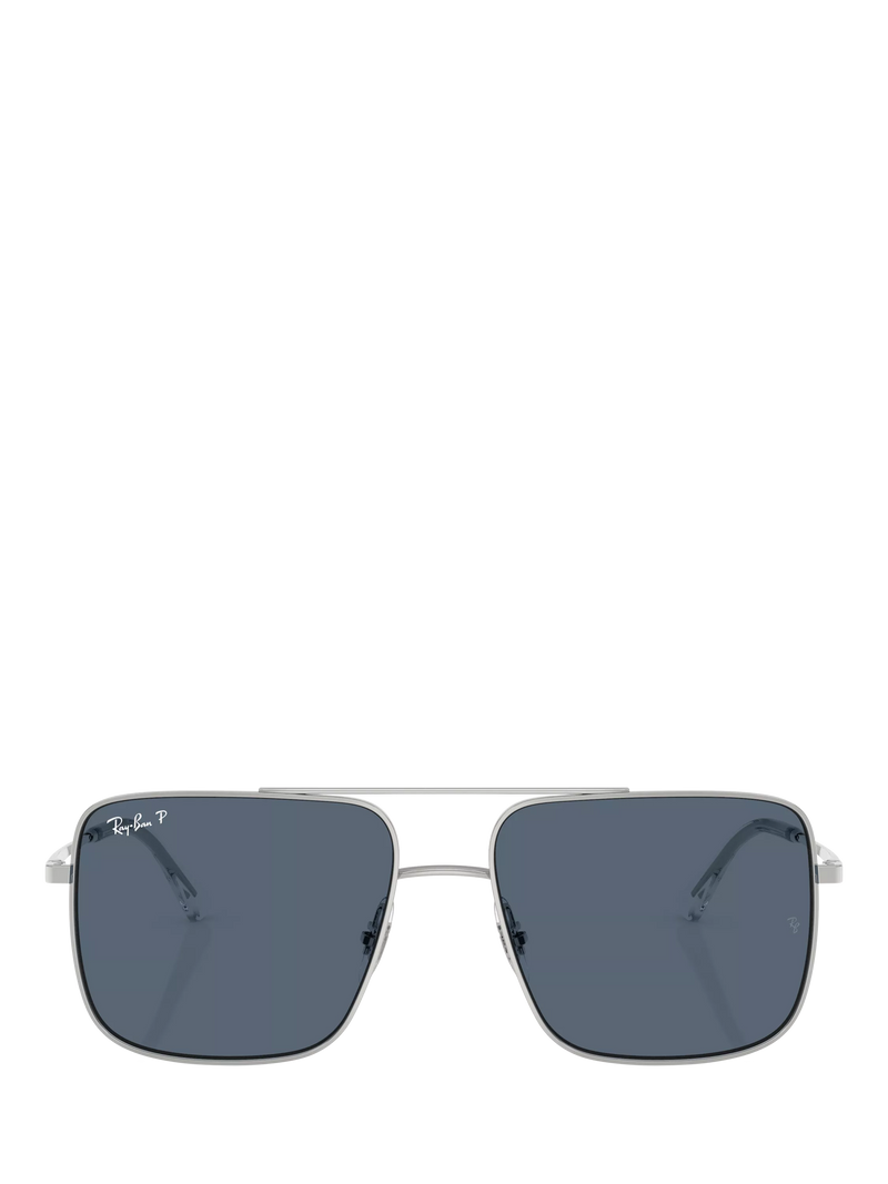 Ray-Ban RB3758 square sunglasses silver grey metal frame, imported from the UK