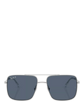Ray-Ban RB3758 square sunglasses silver grey metal frame, imported from the UK