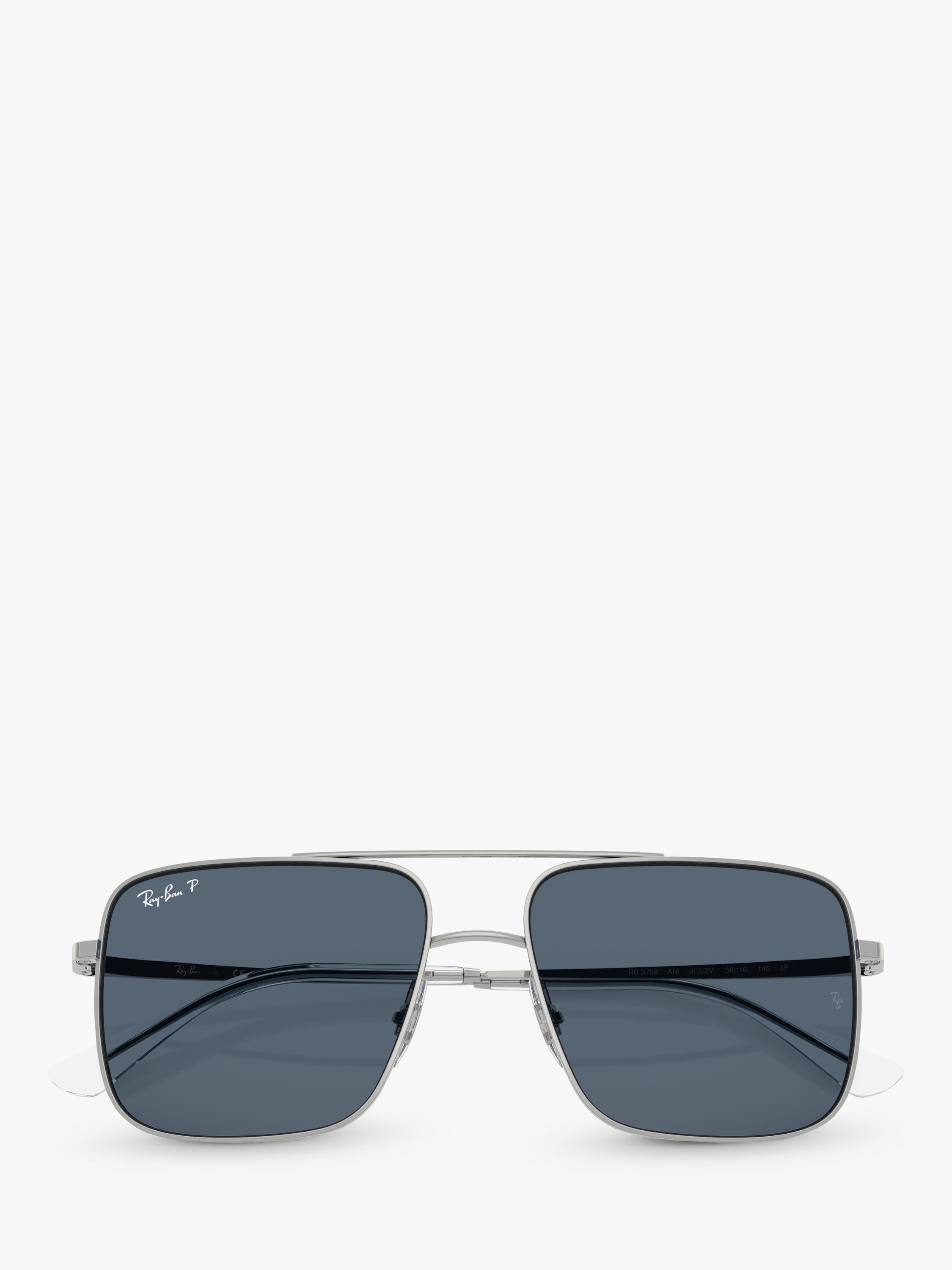 Ray-Ban RB3758 square sunglasses silver grey metal frame, imported from the UK